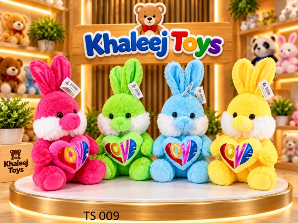 30CM.RABBIT W/HEART 4 CLRS