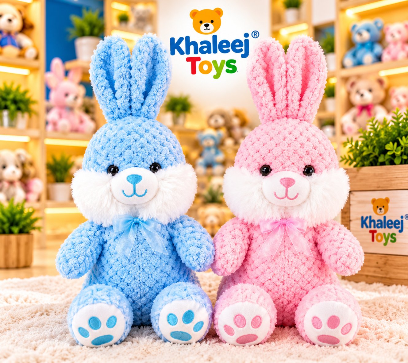 25CM SOFT RABBIT PINK & BLUE