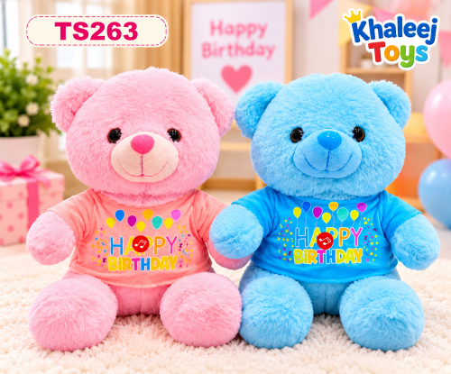 25CM,TEDDY BEAR WITH T SHIRT MUSIC 