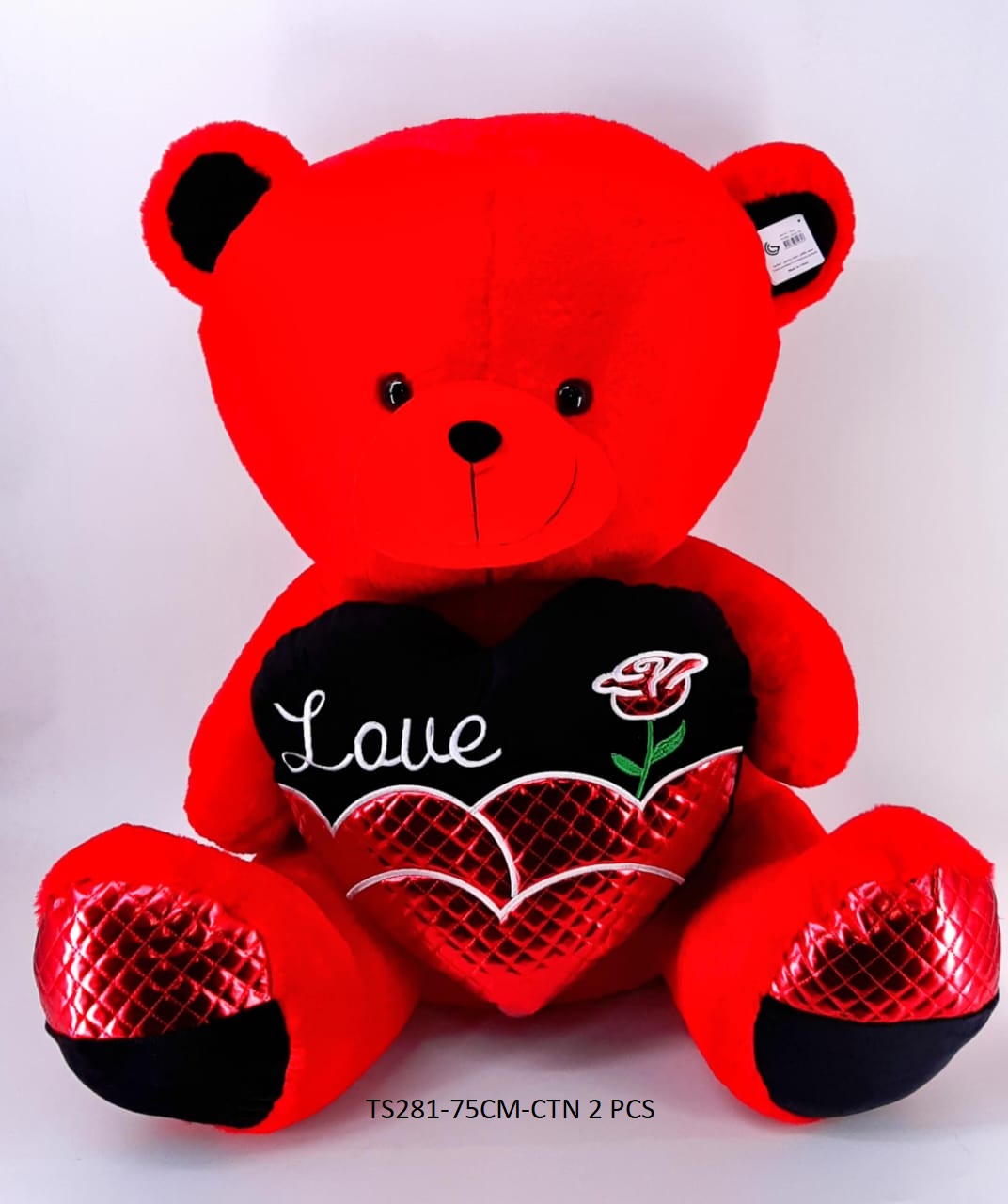 75CM RED BEAR W/HEART 