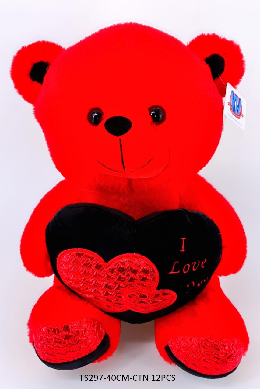 40CM RED BEAR W/HEART 
