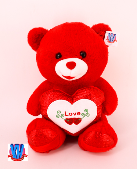 50CM RED BEAR W/HEART