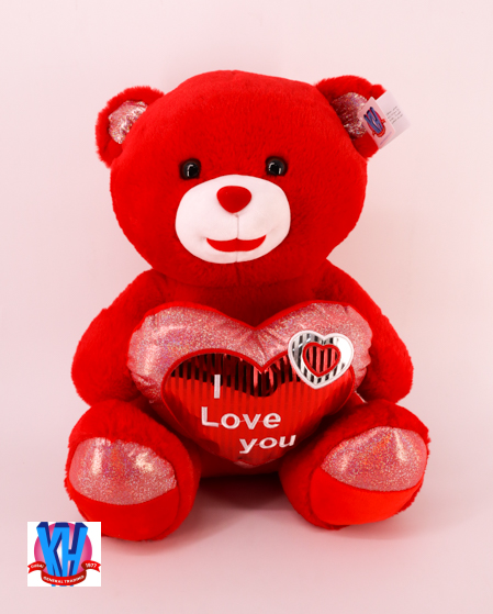50CM RED BEAR W/HEART