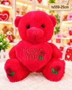 25CM RED BEAR W/HEART    